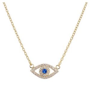 Evil Eye Pendant Necklace Sterling Silver 15” GOLD